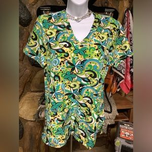 Colorful bright scrub top